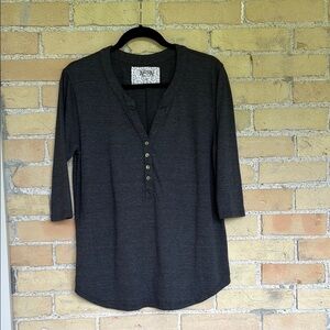 Nation Ltd Charcoal Gray V-Neck Top